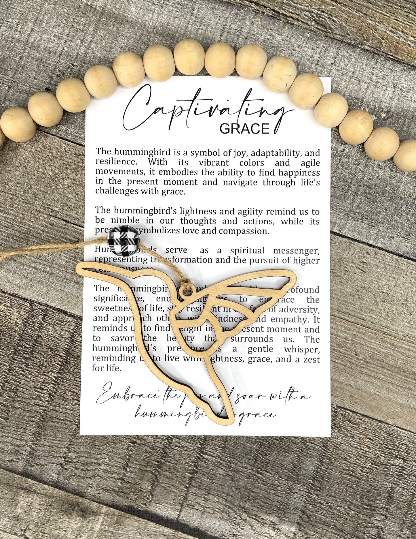 Captivating Grace Hummingbird Story Card Ornament or Car Charm