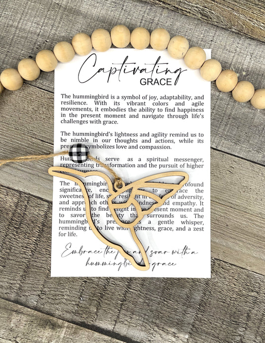 Captivating Grace Hummingbird Story Card Ornament or Car Charm